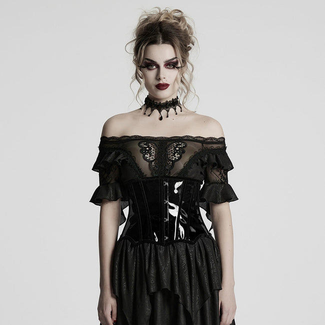 Gothic-Lacklederkorsett mit Leopardenmuster