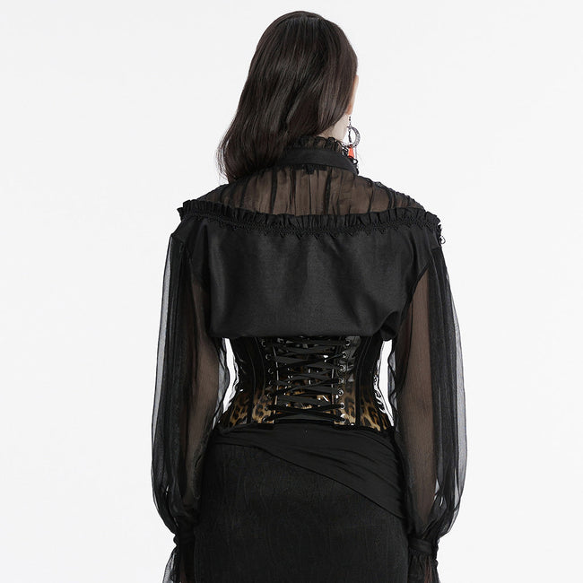 Gothic-Lacklederkorsett mit Leopardenmuster