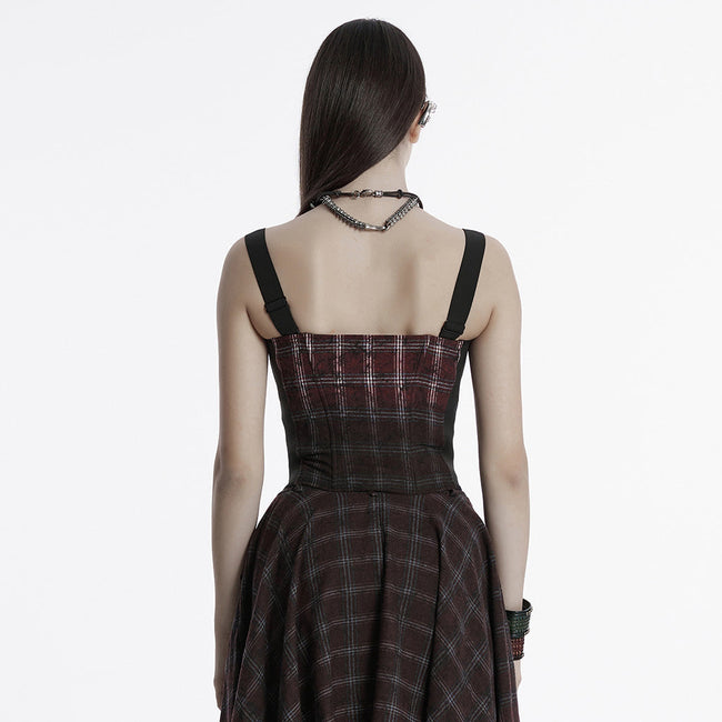 Punk-Weste mit Farbverlauf und Karomuster