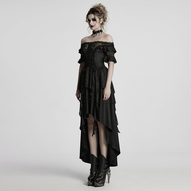 Gothic Elfen-Kleid mit schulterfreiem Schnitt