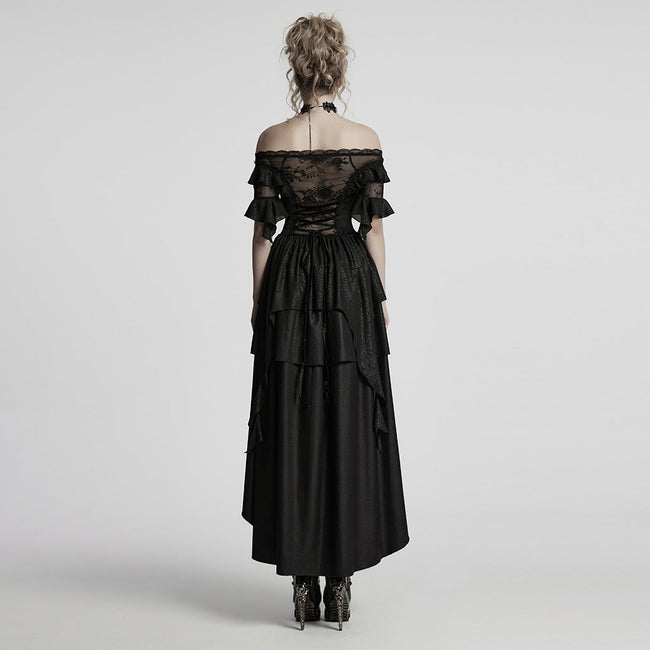 Gothic Elfen-Kleid mit schulterfreiem Schnitt