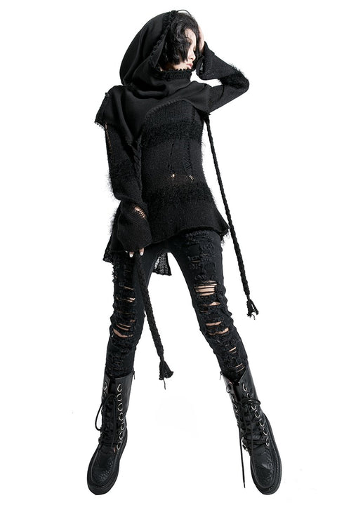 Fashion Ladies Knitted Black Wool Hood Zubehör