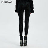 Gothic Retro Leggings mit ausgebrannten Blumen