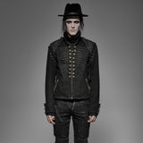 Schwarze, robuste Denim-Punk-Jacke für Männer mit abnehmbaren Ärmeln
