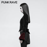 Damen Scissor-tail Samt Kurze Gothic Jacken Mit Schwarz-roter Rosenspitze