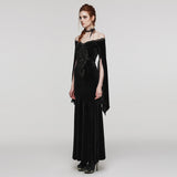 Gothic-Kleid aus Samt und Spitze mit V-Ausschnitt