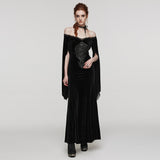 Gothic-Kleid aus Samt und Spitze mit V-Ausschnitt