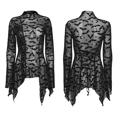 Langarm-Basic-T-Shirt aus Fledermausnetz