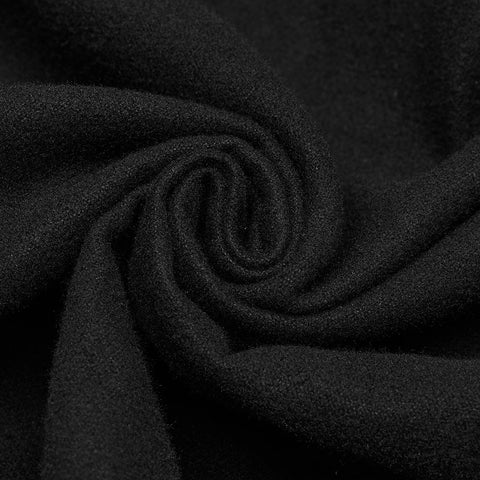 Winter Wollmantel Lang Schwarz Gothic Mantel Für Frauen Zwei Tragen Kunstpelzmantel