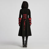 Winter Wollmantel Lang Schwarz Gothic Mantel Für Frauen Zwei Tragen Kunstpelzmantel