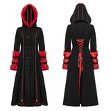 Winter Wollmantel Lang Schwarz Gothic Mantel Für Frauen Zwei Tragen Kunstpelzmantel