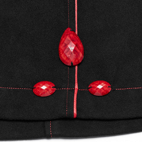 Winter Wollmantel Lang Schwarz Gothic Mantel Für Frauen Zwei Tragen Kunstpelzmantel