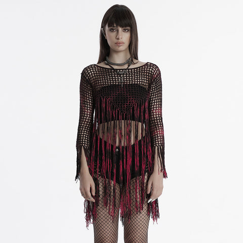 Gothic-Pullover mit Quasten