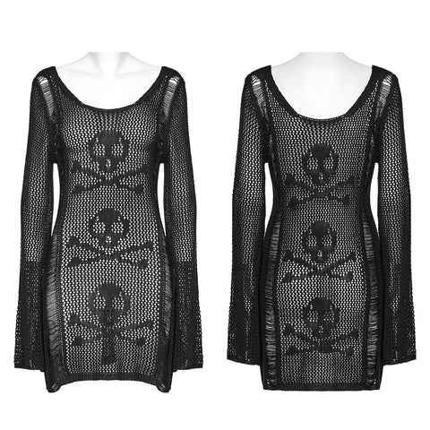 Strickkleid mit Punk-Totenkopf