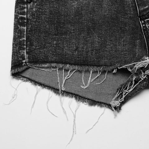 Jeansshorts mit Spitzenbund