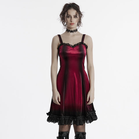 Gothic-Samtkleid mit Farbverlaufsdruck