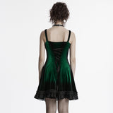 Gothic-Samtkleid mit Farbverlaufsdruck