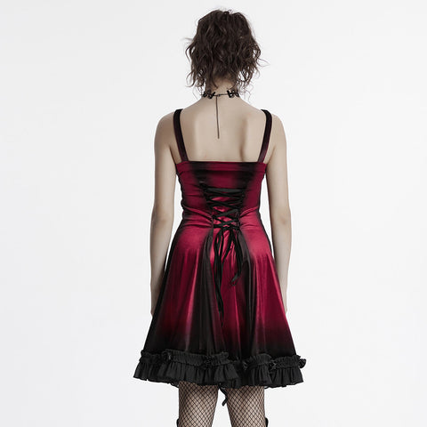 Gothic-Samtkleid mit Farbverlaufsdruck