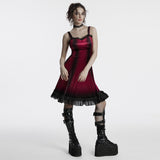 Gothic-Samtkleid mit Farbverlaufsdruck