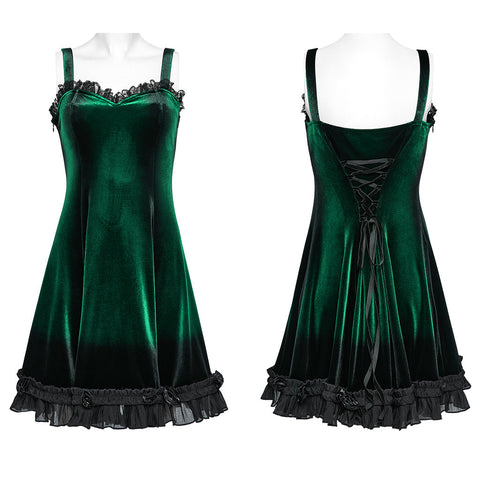 Gothic-Samtkleid mit Farbverlaufsdruck