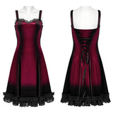 Gothic-Samtkleid mit Farbverlaufsdruck