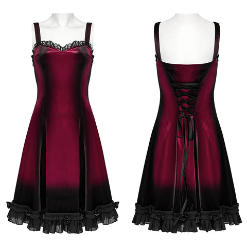 Gothic-Samtkleid mit Farbverlaufsdruck