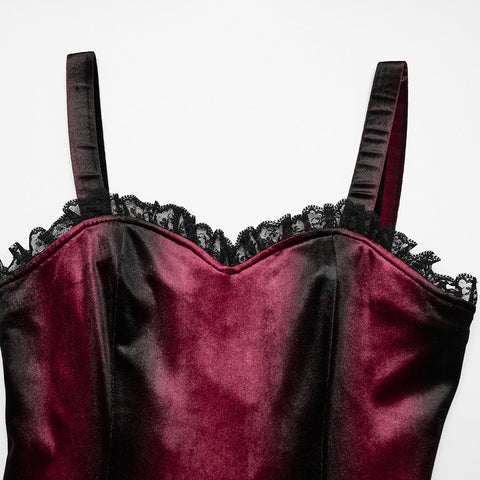 Gothic-Samtkleid mit Farbverlaufsdruck