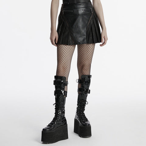 Punk personalisierter Plissee-Lederrock