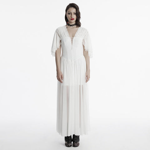 Elegantes Gothic-Spitzenkleid mit V-Ausschnitt