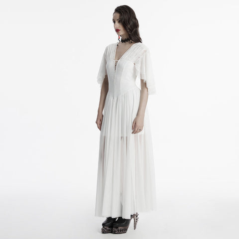 Elegantes Gothic-Spitzenkleid mit V-Ausschnitt