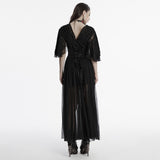Elegantes Gothic-Spitzenkleid mit V-Ausschnitt
