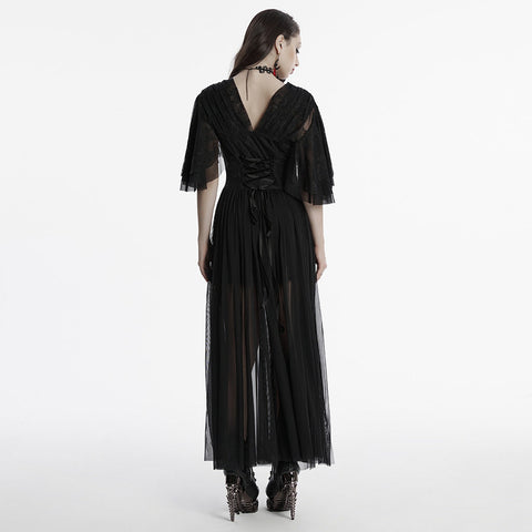 Elegantes Gothic-Spitzenkleid mit V-Ausschnitt