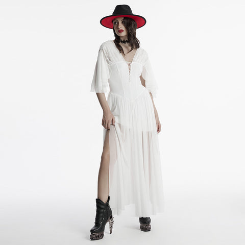 Elegantes Gothic-Spitzenkleid mit V-Ausschnitt