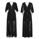 Elegantes Gothic-Spitzenkleid mit V-Ausschnitt