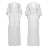 Elegantes Gothic-Spitzenkleid mit V-Ausschnitt