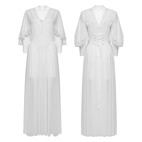 Elegantes Gothic-Spitzenkleid mit V-Ausschnitt