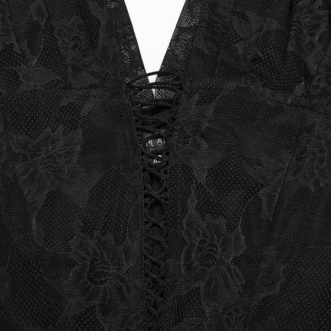 Elegantes Gothic-Spitzenkleid mit V-Ausschnitt