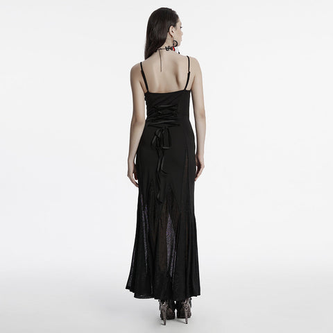 Gothic Kleid mit unregelmäßigem Spleißmuster