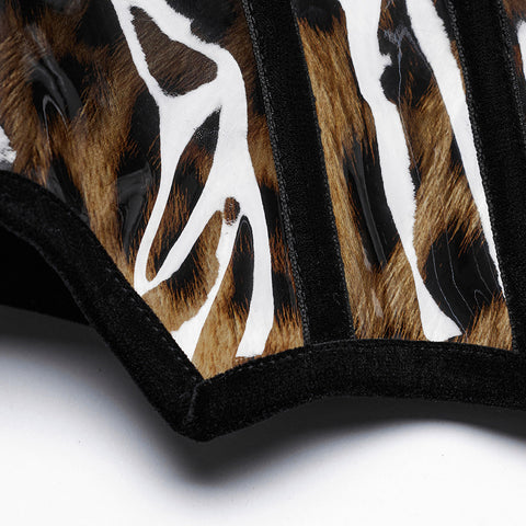 Gothic-Lacklederkorsett mit Leopardenmuster