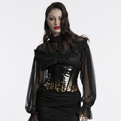 Gothic-Lacklederkorsett mit Leopardenmuster