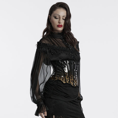 Gothic-Lacklederkorsett mit Leopardenmuster