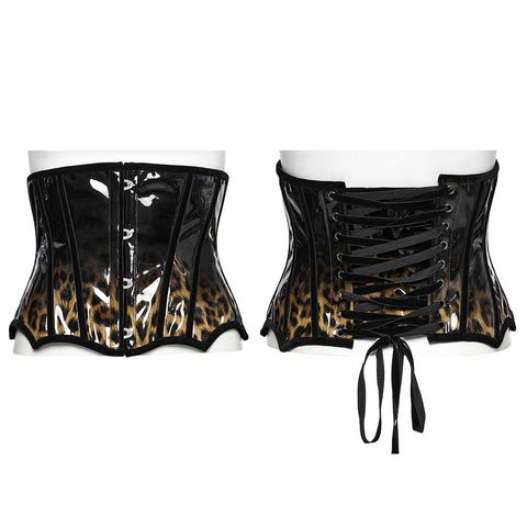 Gothic-Lacklederkorsett mit Leopardenmuster
