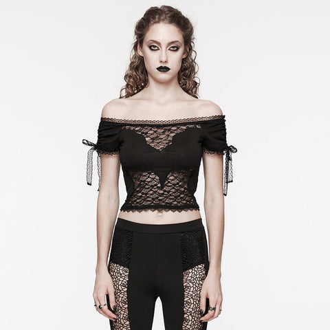 Gothic schulterfreies Spitzenoberteil