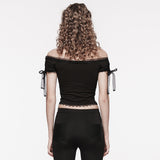 Gothic schulterfreies Spitzenoberteil