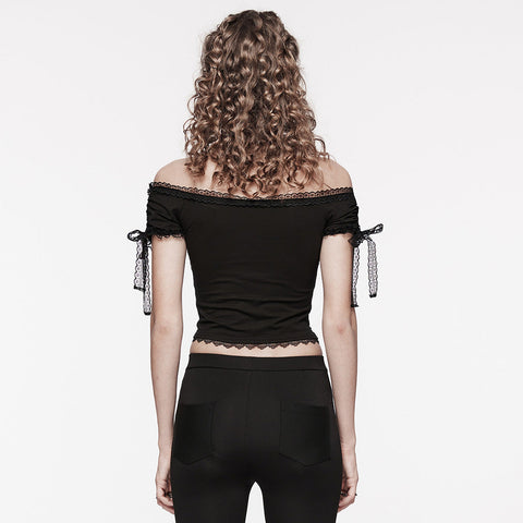 Gothic schulterfreies Spitzenoberteil