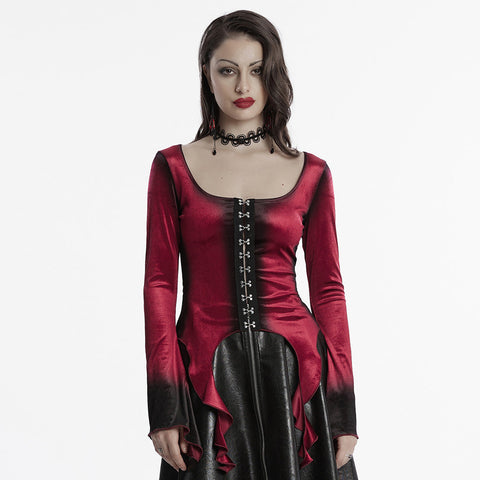 T-Shirt aus Samt mit Gothic-Farbverlaufsdruck