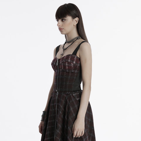 Punk-Weste mit Farbverlauf und Karomuster