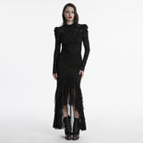 Gothic-T-Shirt mit Stehkragen und Spitze