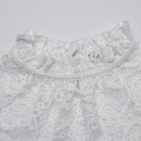 Gothic-T-Shirt mit Stehkragen und Spitze