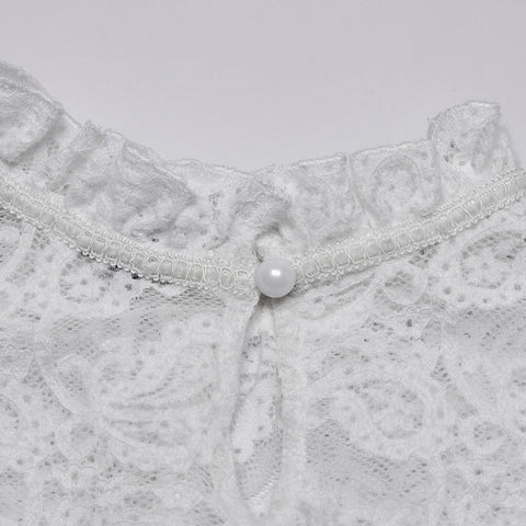 Gothic-T-Shirt mit Stehkragen und Spitze